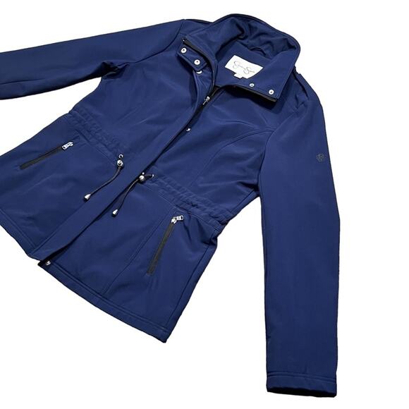 Jessica Simpson Navy Zip-Up Fleece Lined Water Resistant Jacket Womens Large - Picture 4 of 11
